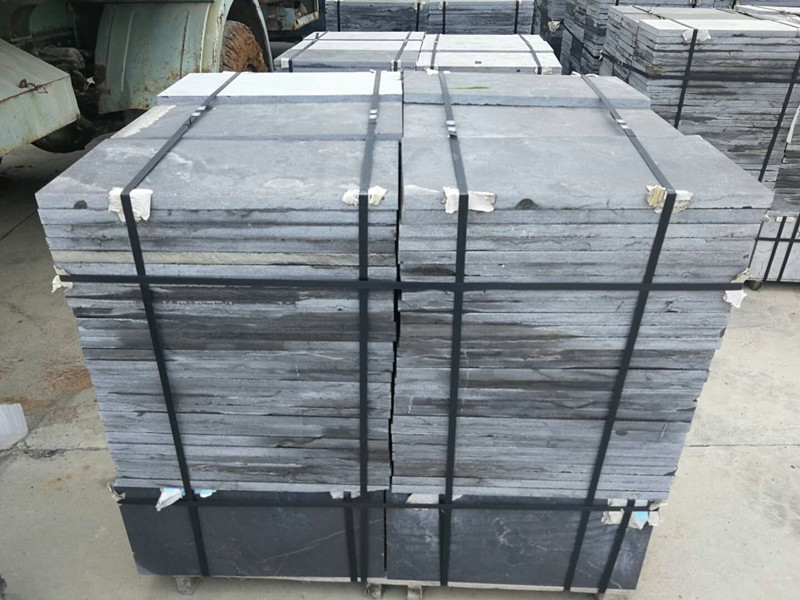 山東嘉祥青石板青石加工斜紋面剁斧面用于迎門墻